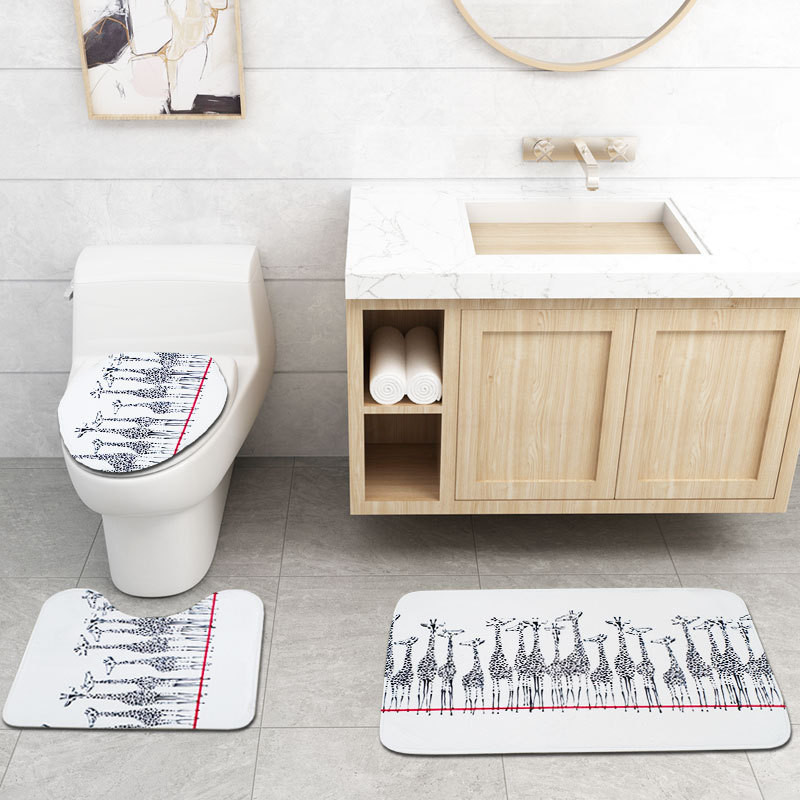 Zeegle 3gab Paklājiņi tualetei Žirafe Vannas Paklājiņa Komplekts Vannas istabas Paklājs Neslīdošs Vannas istabas Paklāji Tualetes Vāks Pārvalks Dušas Paklājiņš Vannas istabas Paklājs