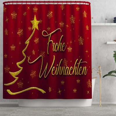 Klasisks Ziemassvētku mājas dekors vannas paklājiņš un dušas aizkaru komplekts Vannas istabas paklājs tualetes sēdekļa pārklāja paklājiņš vannas istabas neslīdošs grīdas paklājiņš