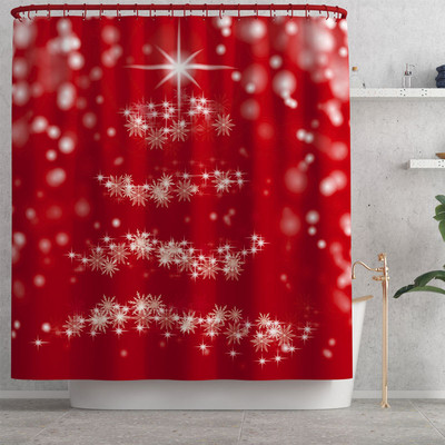 Klasisks Ziemassvētku mājas dekors vannas paklājiņš un dušas aizkaru komplekts Vannas istabas paklājs tualetes sēdekļa pārklāja paklājiņš vannas istabas neslīdošs grīdas paklājiņš