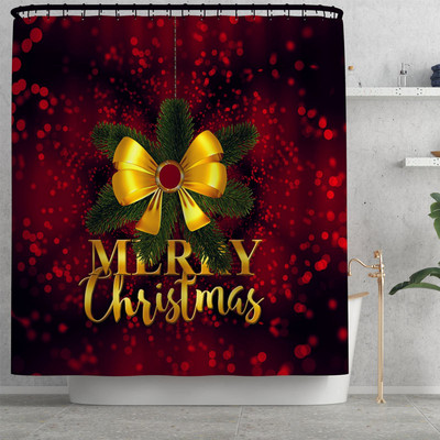 Klasisks Ziemassvētku mājas dekors vannas paklājiņš un dušas aizkaru komplekts Vannas istabas paklājs tualetes sēdekļa pārklāja paklājiņš vannas istabas neslīdošs grīdas paklājiņš