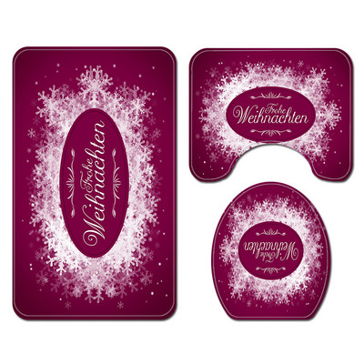 Klasisks Ziemassvētku mājas dekors vannas paklājiņš un dušas aizkaru komplekts Vannas istabas paklājs tualetes sēdekļa pārklāja paklājiņš vannas istabas neslīdošs grīdas paklājiņš