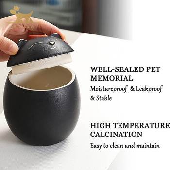 Урна за котешка пепел - Мемориални урни за кремация във формата на котка - Ръчно изработени черни декоративни урни за погребение，Котешка урна，паметник на котка