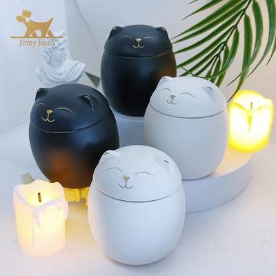 Urn for Cat Ashes- Cat Shape Memorial Cremation Urns-Handcrafted Black Decorative Urns for Funeral，Cat urn，cat memorial