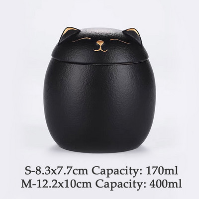 Urna kačių pelenams – katės formos memorialinis kremavimo urnos – rankų darbo juodos dekoratyvinės urnos laidotuvėms, kačių urna, kačių memorialas