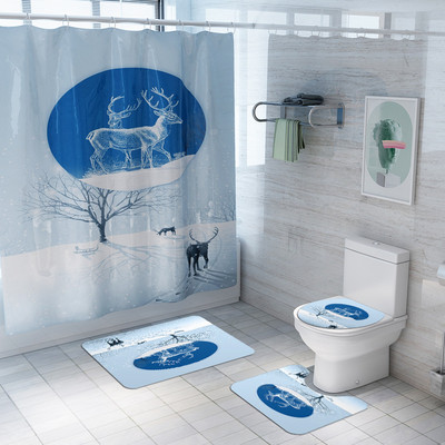 Zeegle Printed Snow Men vannas paklājiņa komplekts tualetes U veida paklājs Pretslīdošs vannas durvju paklājs grīdas paklājs tualetes dekors paklāja komplekts vāks tualetes pārvalks