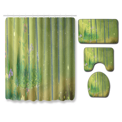 Zeegle vannas istabas paklājiņu komplekts mazgājams vannas dušas aizkaru komplekts tualetes sēdekļa pārvalks Pretslīdošs tualetes durvju paklājiņš putekļu necaurlaidīgs dušas istabas paklājs