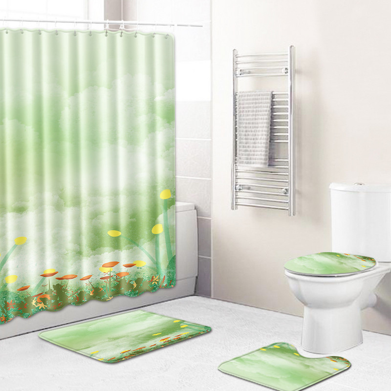 Zeegle vannas istabas paklājiņu komplekts mazgājams vannas dušas aizkaru komplekts tualetes sēdekļa pārvalks Pretslīdošs tualetes durvju paklājiņš putekļu necaurlaidīgs dušas istabas paklājs