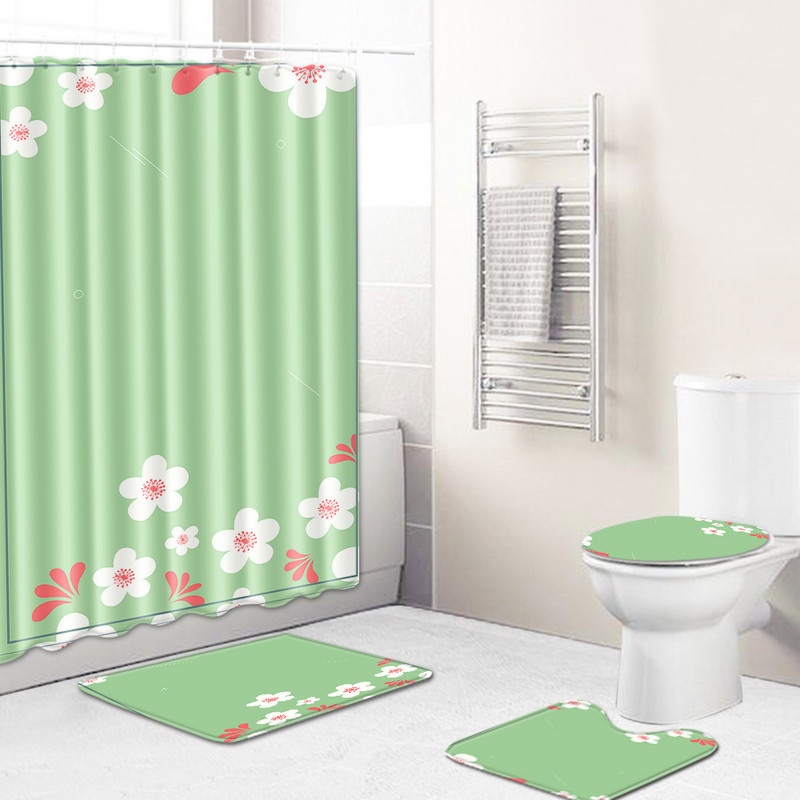 Zeegle vannas istabas paklājiņu komplekts mazgājams vannas dušas aizkaru komplekts tualetes sēdekļa pārvalks Pretslīdošs tualetes durvju paklājiņš putekļu necaurlaidīgs dušas istabas paklājs