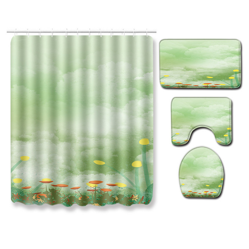 Zeegle vannas istabas paklājiņu komplekts mazgājams vannas dušas aizkaru komplekts tualetes sēdekļa pārvalks Pretslīdošs tualetes durvju paklājiņš putekļu necaurlaidīgs dušas istabas paklājs