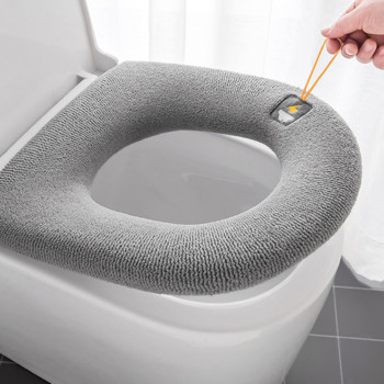 Универсална подложка за покриване на тоалетна седалка Зимна топла по-дебела мека подложка за тоалетна възглавница с дръжка Аксесоари за баня за многократна употреба