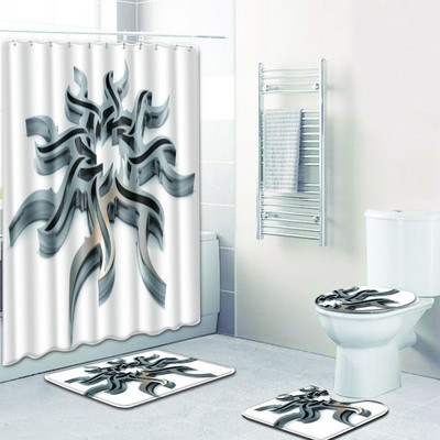 Zeegle vannas aizkaru komplekts 4 gab tualetes paklājiņa komplekts ūdensnecaurlaidīgs dušas aizkaru pjedestāla paklājs, mikrošķiedras vannas istabas kāju paklājs, kāju paklājiņš