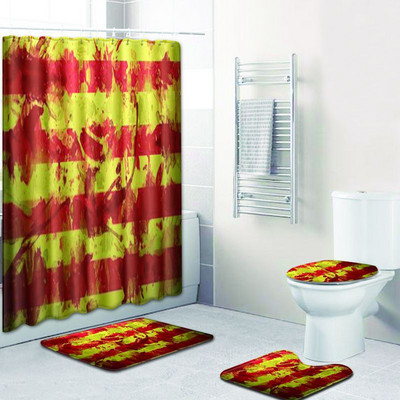 Zeegle vannas aizkaru komplekts 4 gab tualetes paklājiņa komplekts ūdensnecaurlaidīgs dušas aizkaru pjedestāla paklājs, mikrošķiedras vannas istabas kāju paklājs, kāju paklājiņš