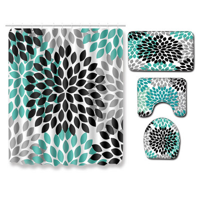 Ģeometriskā raksta mājas dekoru vannas paklājiņu komplekts Bohēmijas stila vannas istabas komplekts ar dušas aizkariem Tualetes paklāji Paklāji Vannas istabas grīdas paklājiņi