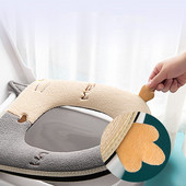 Cute Kitten Pattern tualetes sēdekļa pārklājs ar gredzenu Universāls tualetes spilvens ar rāvējslēdzēju plīša tualetes sēdekļa paklājiņš vannas istabas aksesuāri