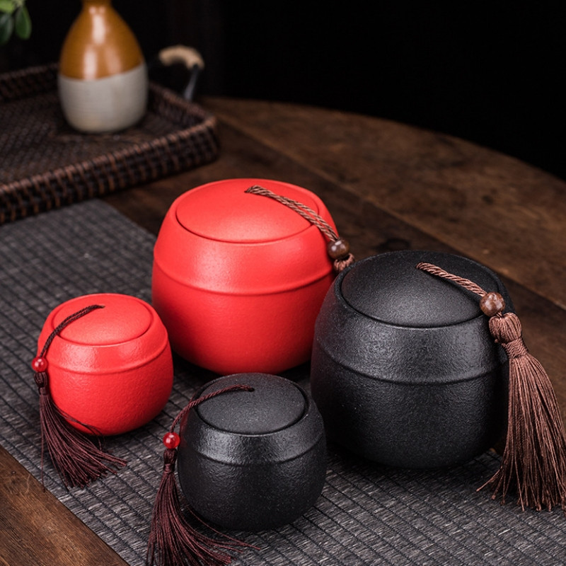 Crni keramički kovčeg Grubi memorijalni spremnik Nepropusno zatvoreno sklonište za urnu Grobnica Posuda za čuvanje pepela za kućne ljubimce Kremiranje ljudske uspomene