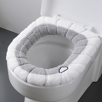 Универсален калъф за тоалетна седалка за баня с дръжка Топла подложка Closestool Мека удебелена тоалетна тоалетна седалка Плюшена тоалетна възглавница