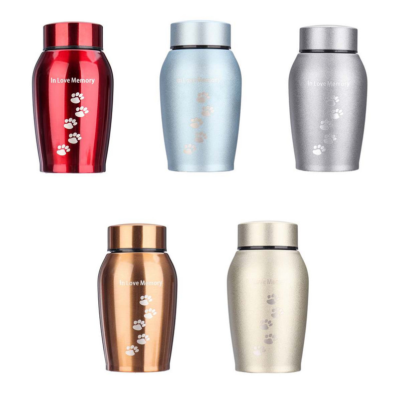 250 ml zelta/sudraba nerūsējošā tērauda urnas Mājdzīvnieku suņu kaķu putnu kāmju kremēšanas pelni Suvenīru zārka pelni mājdzīvnieku memoriāls Dropshipping