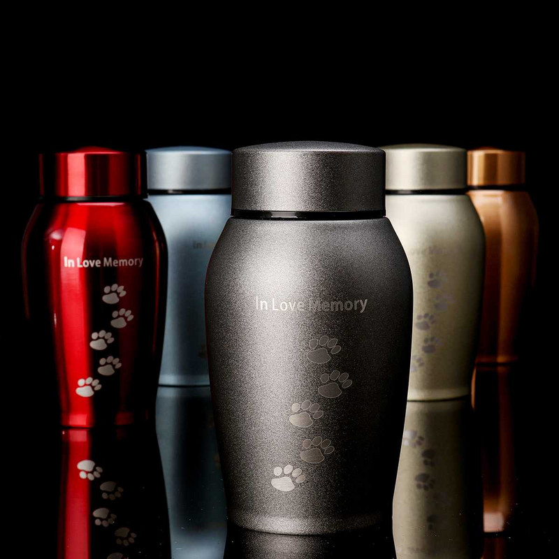 250 ml zelta/sudraba nerūsējošā tērauda urnas Mājdzīvnieku suņu kaķu putnu kāmju kremēšanas pelni Suvenīru zārka pelni mājdzīvnieku memoriāls Dropshipping