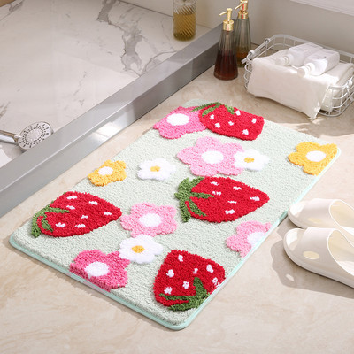 Inyahome Strawberry Cute Design mājīgs īpaši mīksts vannas grīdas paklāji paklāji plīša mikrošķiedras ūdens uzsūcējs vannai dušai un vannai