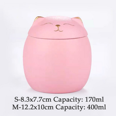 Mājas kaķa urnas pelni Kaķa formas piemiņas vieta kremācijas urnas Ar rokām izgatavotas melnas dekoratīvas urnas bērēm Kaķa urnas kaķa memoriāls