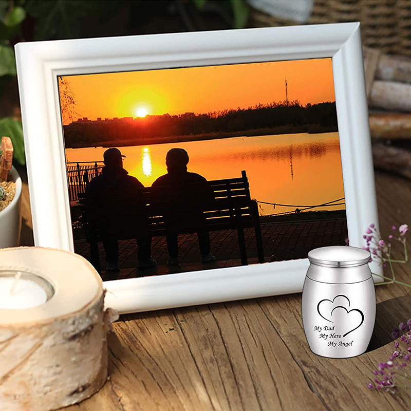 Mans tētis Mans varonis Mans eņģelis kremācijas piemiņas urnas cilvēkiem pielāgotiem nerūsējošā tērauda pelniem Mini piemiņas urna bēru urnas pelniem