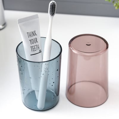 Fashion 1PC Plastic Wash Brush Brush Cup Creative Transparent Couple Rinse Cup Mouth Brush Cup