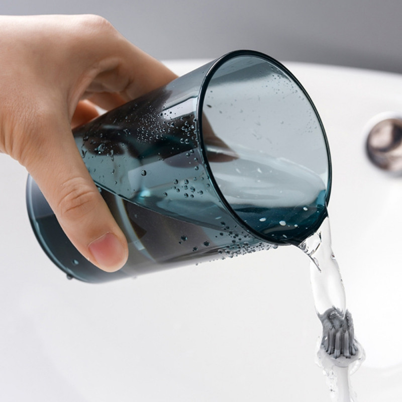Pārnēsājams mutes skalošanas glāzītis Caurspīdīga plastmasa Home Hotel zobu birstes turētājs Vannas istabas piederumi Mutes skalojamā līdzekļa uzglabāšanas krūzes 300ml