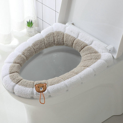 Universāls tualetes sēdekļa pārklāja paklājiņš Mājas vannas paklājiņš Ziemas silts tualetes vāka spilvens Mīksts mazgājams Closestool Mat Vannas istabas piederumi