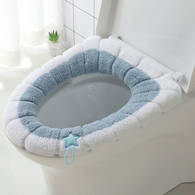 Universāls tualetes sēdekļa pārklāja paklājiņš Mājas vannas paklājiņš Ziemas silts tualetes vāka spilvens Mīksts mazgājams Closestool Mat Vannas istabas piederumi
