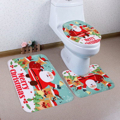 Ziemassvētku vannas paklājiņš WC tualetes sēdekļa pārklājs tualetes paklājiņš tualetes pods Tapa Inodoro dekors Ziemassvētku vannas istabas kumode tualetes pods