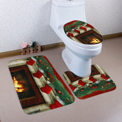 Ziemassvētku vannas paklājiņš WC tualetes sēdekļa pārklājs tualetes paklājiņš tualetes pods Tapa Inodoro dekors Ziemassvētku vannas istabas kumode tualetes pods