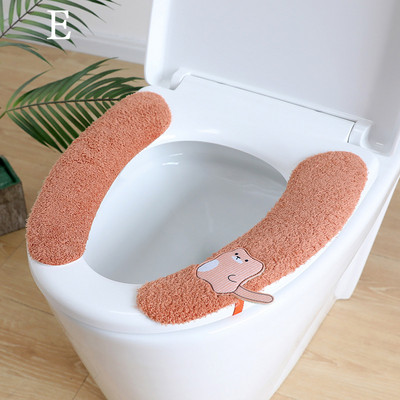 Jauns Closestool lipīgs sēdekļa paklājiņš Pašlīmējošs tualetes sēdekļa pārvalks Mīksts silts karikatūras pastas Atkārtoti lietojams mazgājams vannas istabas sēdekļa vāka pārvalks