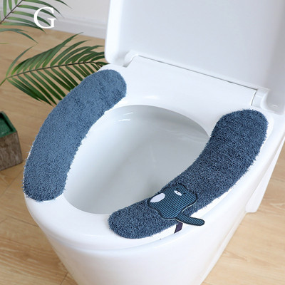 Jauns Closestool lipīgs sēdekļa paklājiņš Pašlīmējošs tualetes sēdekļa pārvalks Mīksts silts karikatūras pastas Atkārtoti lietojams mazgājams vannas istabas sēdekļa vāka pārvalks