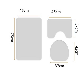 Подложка за баня с принт на райета в банята Комплект килими за декорация на дома за възглавница за тоалетна седалка Водоустойчив противоплъзгащ комплект килими за крака за душ