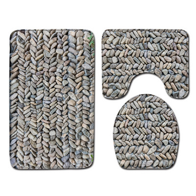 3PCS karikatūra vannas paklājiņš tualetes sēdekļa pārvalku komplekts, absorbējošs, neslīdošs vannas istabas paklāja paklāja komplekts dušas istabai vannas istabas flaneļa grīdas paklāji