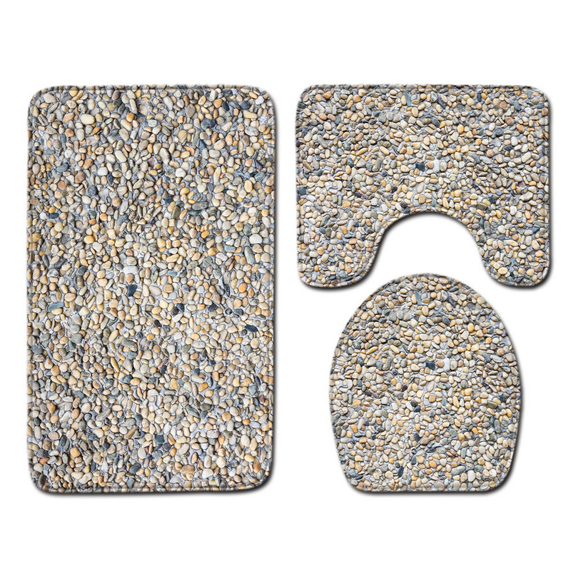 3PCS karikatūra vannas paklājiņš tualetes sēdekļa pārvalku komplekts, absorbējošs, neslīdošs vannas istabas paklāja paklāja komplekts dušas istabai vannas istabas flaneļa grīdas paklāji