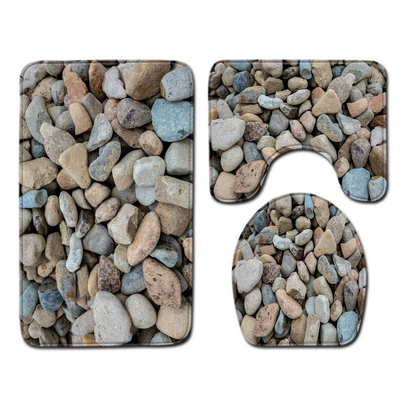 3PCS karikatūra vannas paklājiņš tualetes sēdekļa pārvalku komplekts, absorbējošs, neslīdošs vannas istabas paklāja paklāja komplekts dušas istabai vannas istabas flaneļa grīdas paklāji