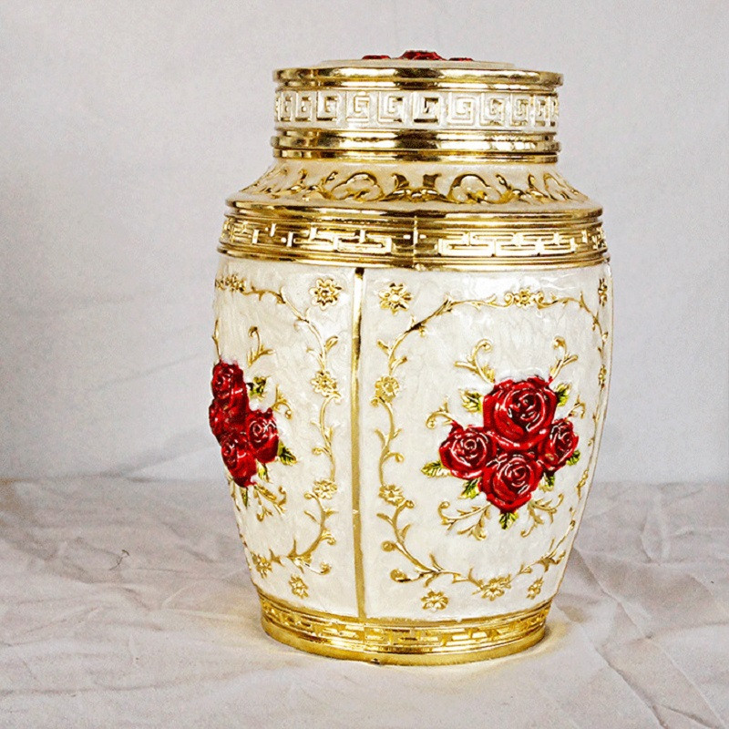 Rožu ziedu piemiņas mājdzīvnieku piemiņas urnas Metāla kremācijas urnas Mazo dzīvnieku urnas bēru konteiners cilvēku pelniem Zārka kastes urnas