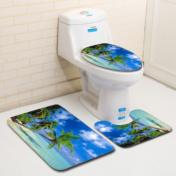 Zeegle Scenic Printed Bath Mat Поставка за баня Килим Покривало за капак на тоалетна Постелка за баня Абсорбираща мемори пяна Килим за баня Тоалетни килими