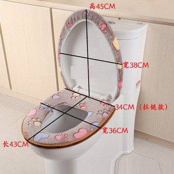 Комплект калъфи за тоалетна седалка за баня Thicken Soft Coral Velvet Rainbow Color Zipper Toalet Waterproof WC Cotty Cover SWZ024