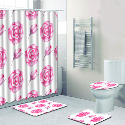 Zeegle Set zavjesa za tuširanje 4 komada Set kupaonskih prostirki Protuklizna kupaonska podna prostirka Prostirka za noge Periva toaletna prostirka Kupaonski pribor