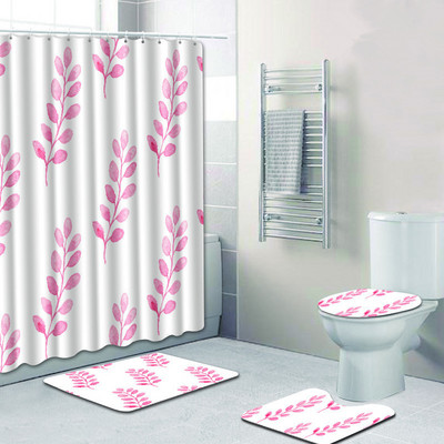 Zeegle Set zavjesa za tuširanje 4 komada Set kupaonskih prostirki Protuklizna kupaonska podna prostirka Prostirka za noge Periva toaletna prostirka Kupaonski pribor