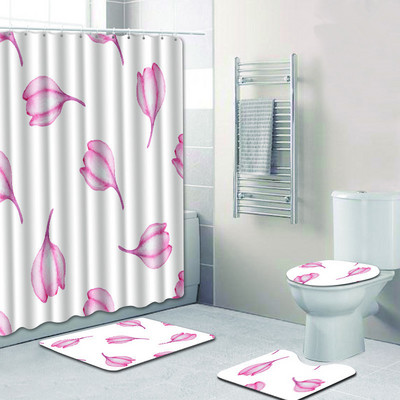 Zeegle Set zavjesa za tuširanje 4 komada Set kupaonskih prostirki Protuklizna kupaonska podna prostirka Prostirka za noge Periva toaletna prostirka Kupaonski pribor