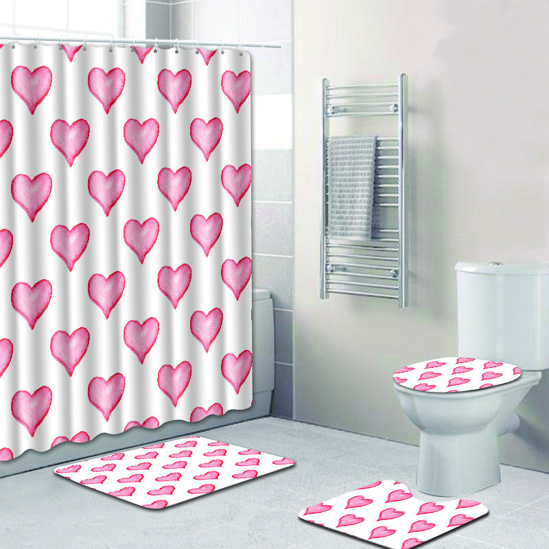 Zeegle Set zavjesa za tuširanje 4 komada Set kupaonskih prostirki Protuklizna kupaonska podna prostirka Prostirka za noge Periva toaletna prostirka Kupaonski pribor