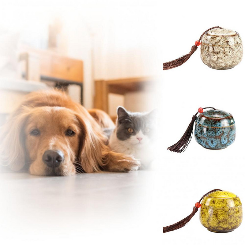 Keramika mājdzīvnieku piemiņas zīmes zārks Dubultais zīmogs kaķis suns pelnu turētājs kremēšanas urna mazi dzīvnieki mājdzīvnieku zārki