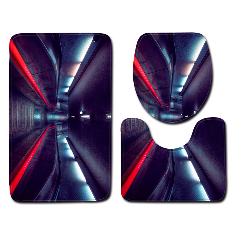 Zeegle Night View 3gab./komplektā Vannas istabas paklājiņš Mazgājams vannasistabas paklājs Pretslīdes paklājiņš tualetes vannas paklājiem dušas istabas grīdas paklājiņi