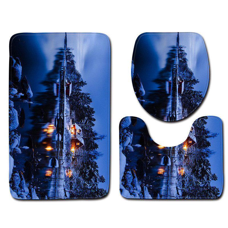 Zeegle Night View 3gab./komplektā Vannas istabas paklājiņš Mazgājams vannasistabas paklājs Pretslīdes paklājiņš tualetes vannas paklājiem dušas istabas grīdas paklājiņi