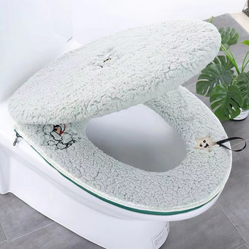 Χοντρό μαλακό βελούδινο κάλυμμα καθίσματος τουαλέτας Ματ που πλένεται μαξιλάρι τουαλέτας μπάνιου με φερμουάρ Νέο μαξιλαράκι σκαμπό Αξεσουάρ τουαλέτας σπιτιού