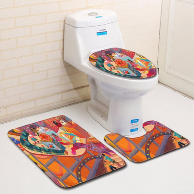 Zeegle Cartoon vannas istabas paklājiņa komplekts Absorbcijas pēdu paklājs pret slīdēšanu virtuves vannas paklājiņš tualetes grīdas paklājiņš mazgājams vannas istabas tualetes paklājs
