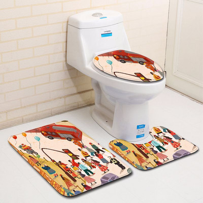 Zeegle Cartoon vannas istabas paklājiņa komplekts Absorbcijas pēdu paklājs pret slīdēšanu virtuves vannas paklājiņš tualetes grīdas paklājiņš mazgājams vannas istabas tualetes paklājs